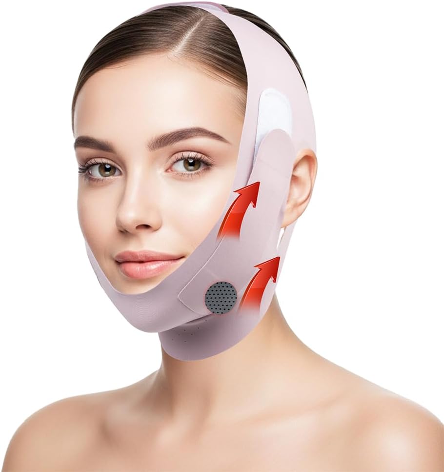 V Line Face Slimming Mask for Sleeping, Reusable Chin Strap Jawline Shaper, Double Chin Reducer, V Shaped Face Lifting Mask, Chin Up Patch, Jaw Exerciser for Women and Men