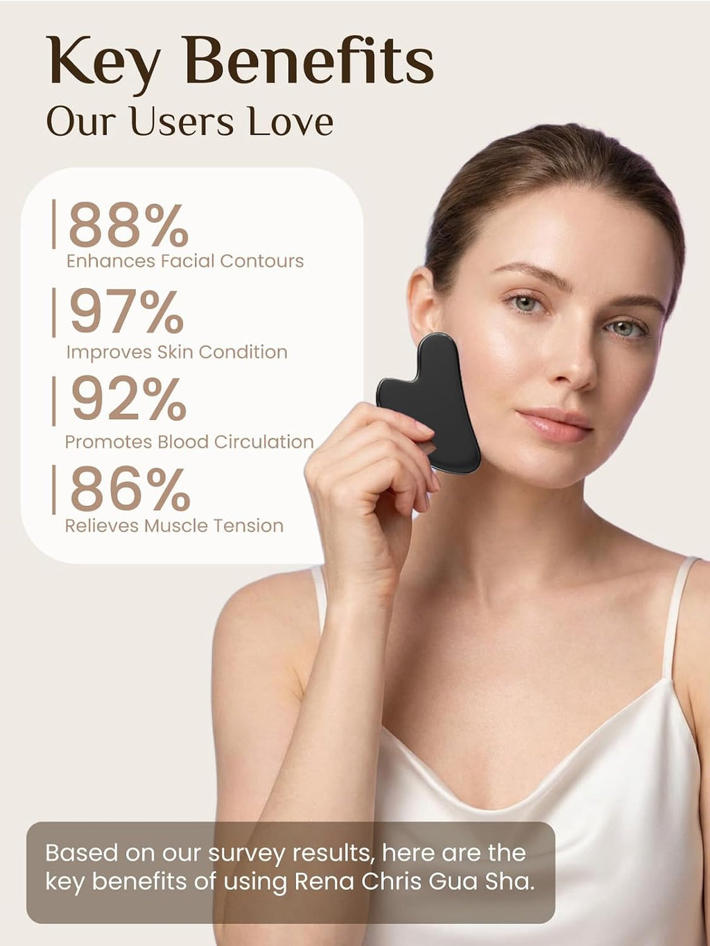 Rena Chris Gua Sha Facial Tools, Stainless Steel Guasha, Manual Back Massagers, Manual Massage Sticks for Jawline Sculpting and Puffiness Reducing, Facial and Body Massage Tool, Skin-Care Tool(Silver)