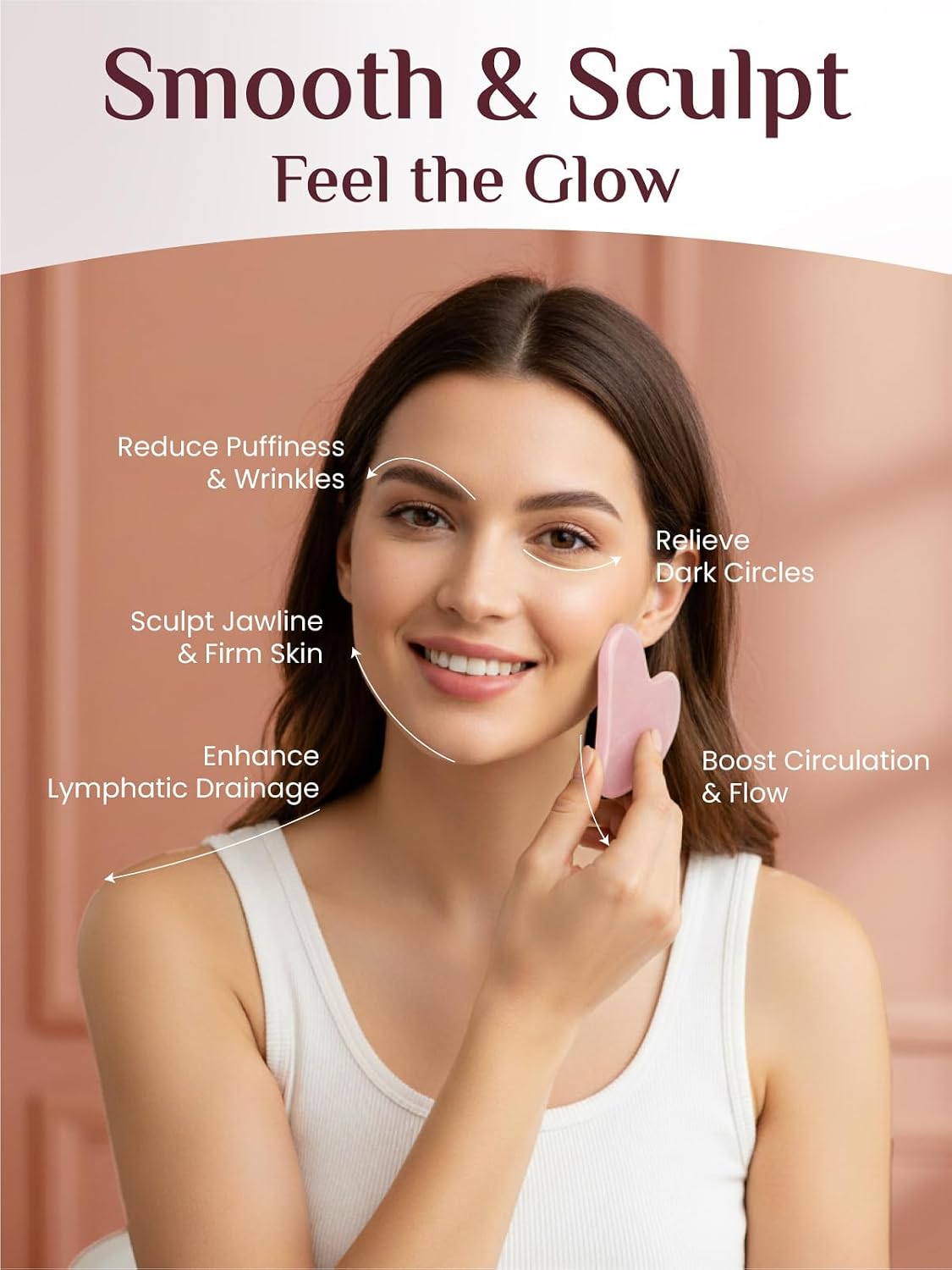 Rena Chris Gua Sha Facial Tools, Stainless Steel Guasha, Manual Back Massagers, Manual Massage Sticks for Jawline Sculpting and Puffiness Reducing, Facial and Body Massage Tool, Skin-Care Tool(Silver)