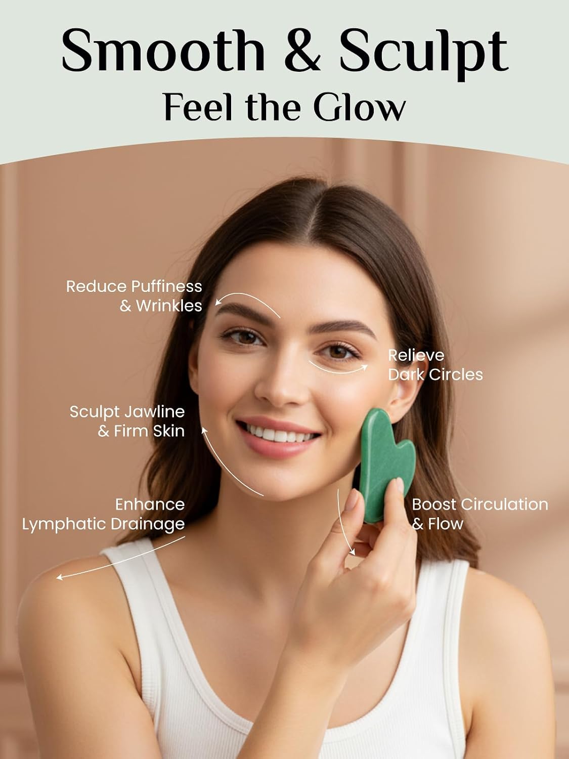 Rena Chris Gua Sha Facial Tools, Stainless Steel Guasha, Manual Back Massagers, Manual Massage Sticks for Jawline Sculpting and Puffiness Reducing, Facial and Body Massage Tool, Skin-Care Tool(Silver)