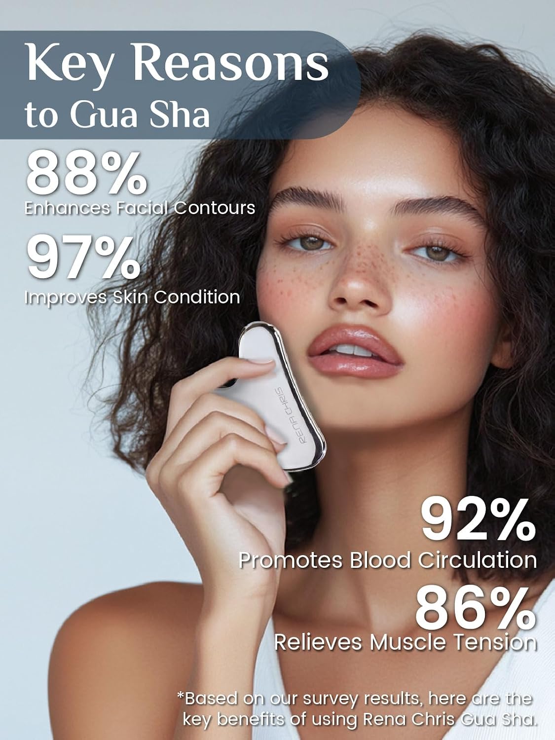 Rena Chris Gua Sha Facial Tools, Stainless Steel Guasha, Manual Back Massagers, Manual Massage Sticks for Jawline Sculpting and Puffiness Reducing, Facial and Body Massage Tool, Skin-Care Tool(Silver)