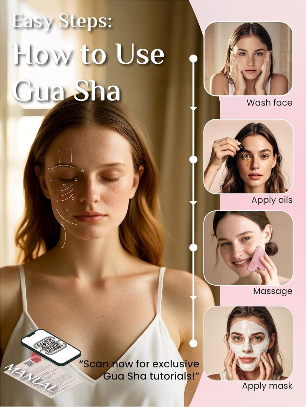 Rena Chris Gua Sha Facial Tools, Stainless Steel Guasha, Manual Back Massagers, Manual Massage Sticks for Jawline Sculpting and Puffiness Reducing, Facial and Body Massage Tool, Skin-Care Tool(Silver)