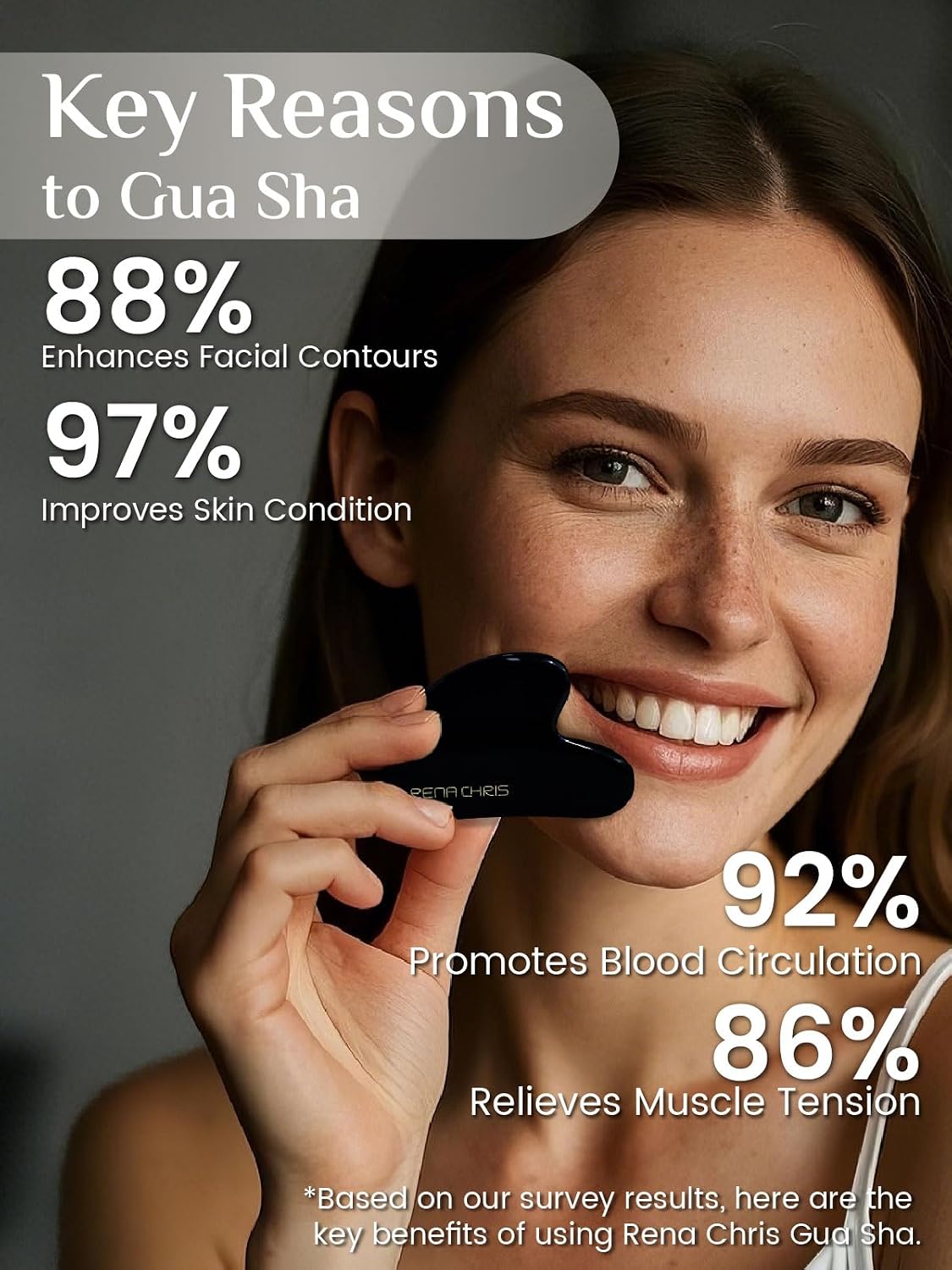 Rena Chris Gua Sha Facial Tools, Stainless Steel Guasha, Manual Back Massagers, Manual Massage Sticks for Jawline Sculpting and Puffiness Reducing, Facial and Body Massage Tool, Skin-Care Tool(Silver)