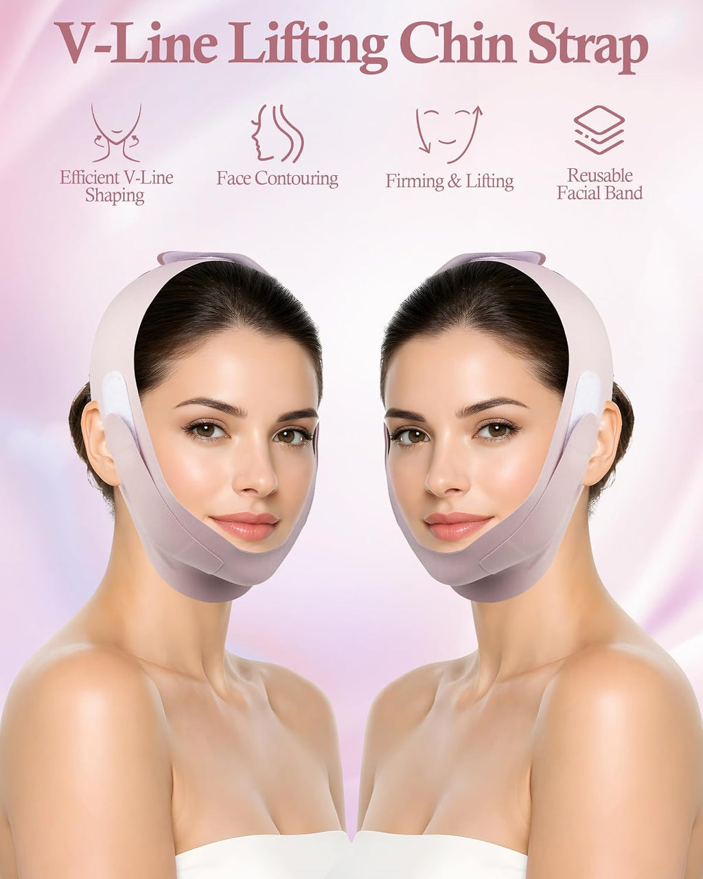 V Line Face Slimming Mask for Sleeping, Reusable Chin Strap Jawline Shaper, Double Chin Reducer, V Shaped Face Lifting Mask, Chin Up Patch, Jaw Exerciser for Women and Men