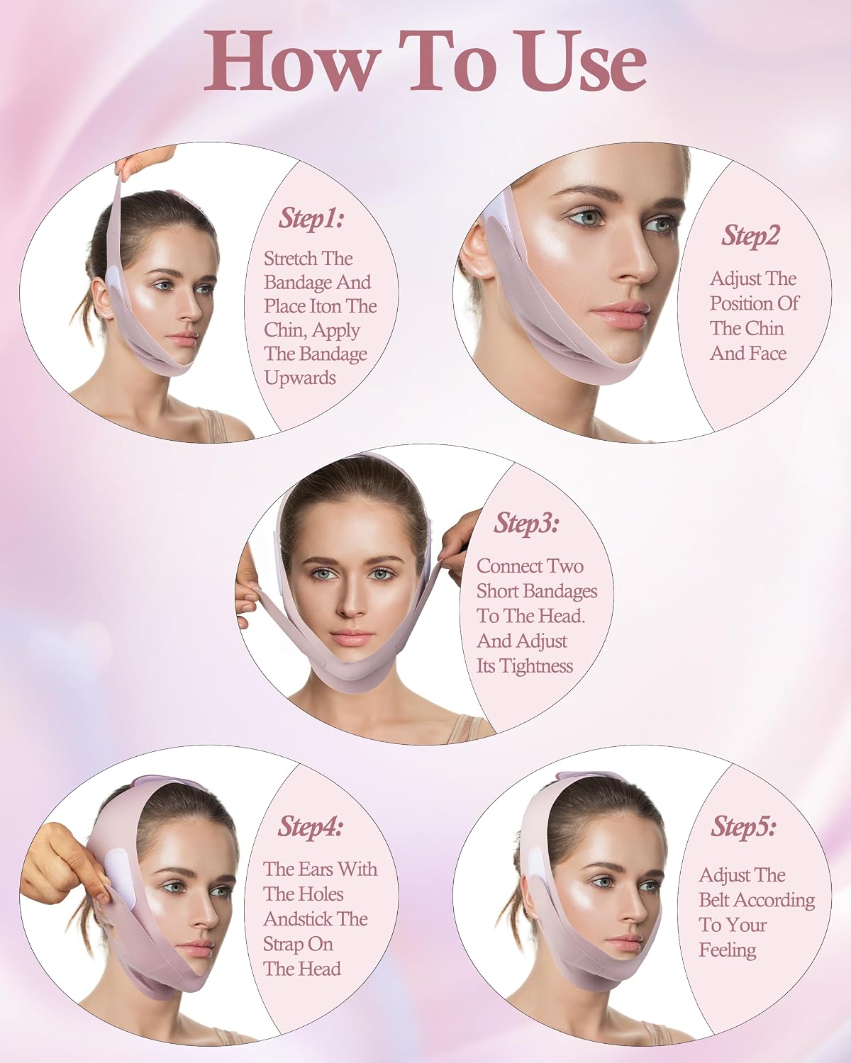 V Line Face Slimming Mask for Sleeping, Reusable Chin Strap Jawline Shaper, Double Chin Reducer, V Shaped Face Lifting Mask, Chin Up Patch, Jaw Exerciser for Women and Men