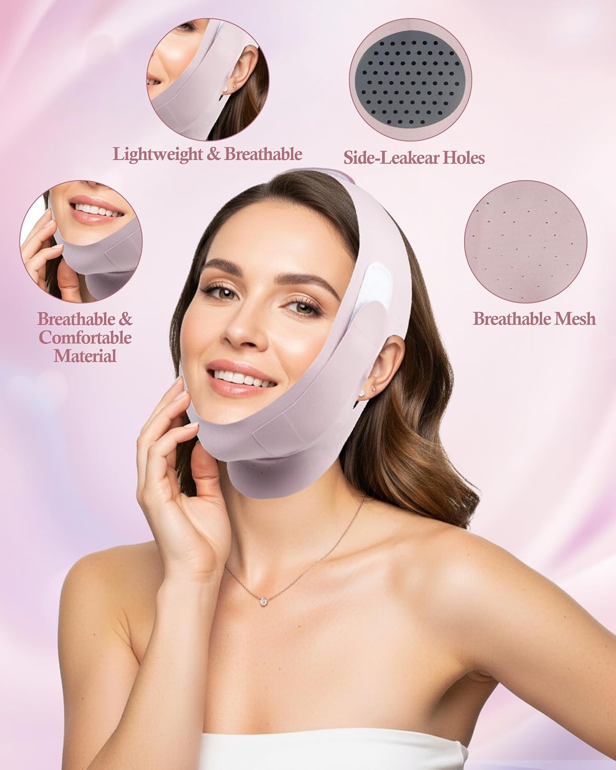 V Line Face Slimming Mask for Sleeping, Reusable Chin Strap Jawline Shaper, Double Chin Reducer, V Shaped Face Lifting Mask, Chin Up Patch, Jaw Exerciser for Women and Men