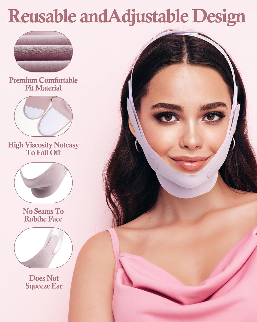 V Line Face Slimming Mask for Sleeping, Reusable Chin Strap Jawline Shaper, Double Chin Reducer, V Shaped Face Lifting Mask, Chin Up Patch, Jaw Exerciser for Women and Men